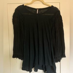 Free People linen blend long sleeve top | size M